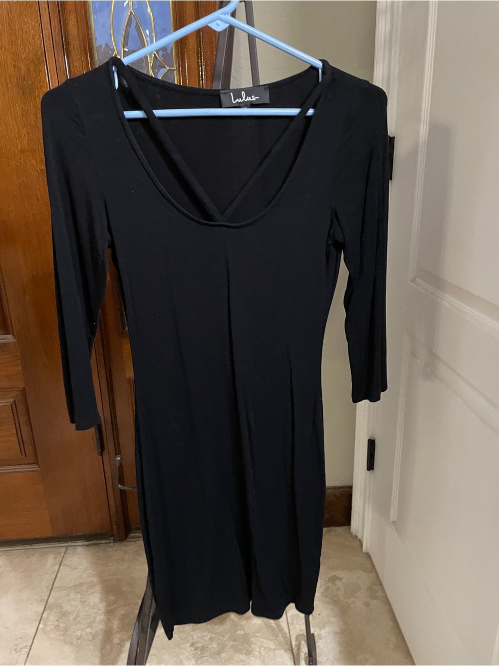 Lulu's Black Long Sleeve Scoop Neck Midi Dress
